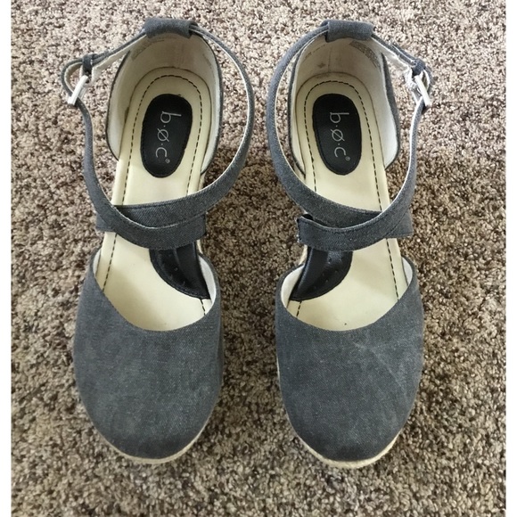 boc. strappy grey wedge sandals - Picture 1 of 6